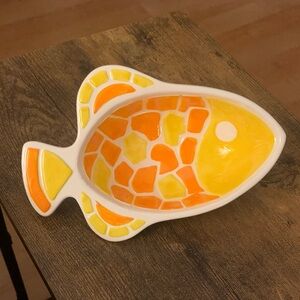 Boston Warehouse Mosaic Fish Dish - Orange and Yellow